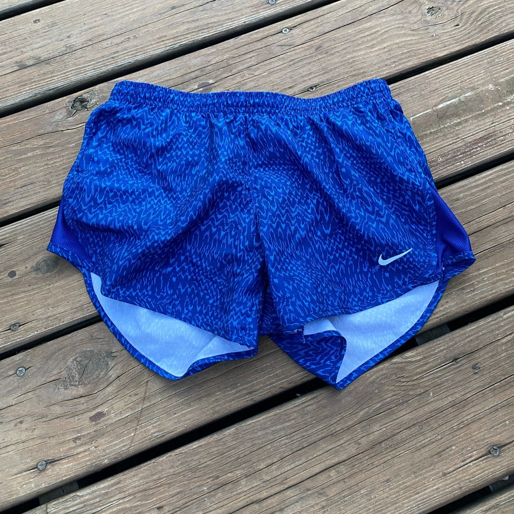 Blue pattern Nike running shorts